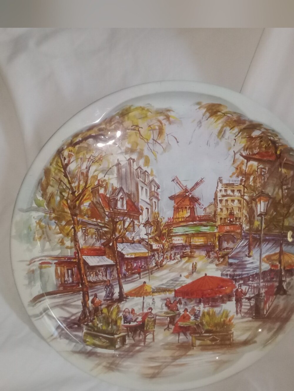 Vintage 70s Daher Decorated Serving Drink Tray Moulin Rouge Cafe Street 16 1/4"